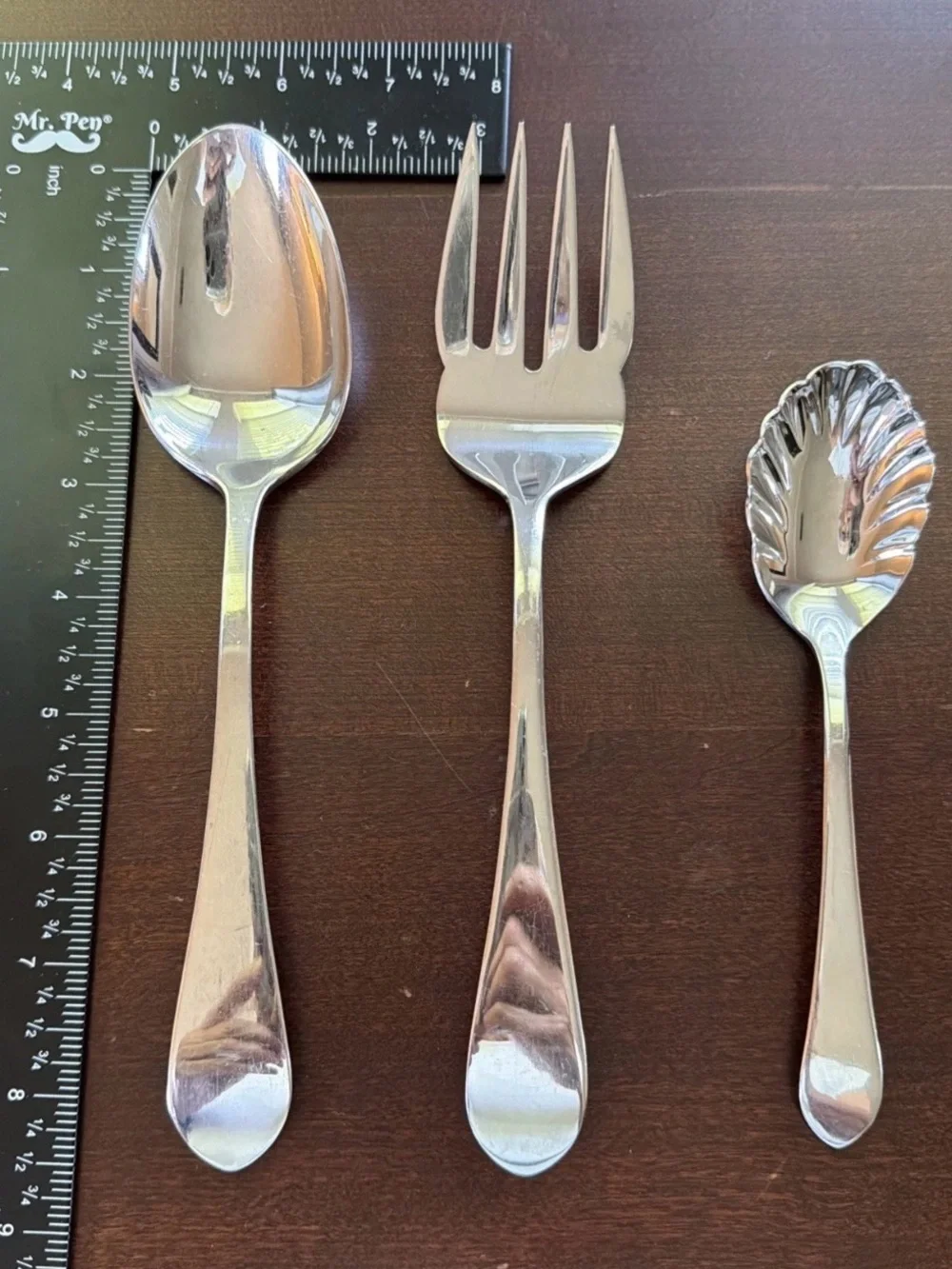 Reed & Barton Vintage Stainless Steel Serving Set Fork, Spoon, Sugar Spoon